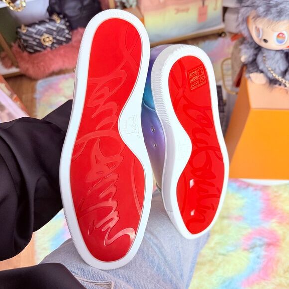 New Christian Louboutin Louis Orlato Multi Color Holographic Mermaid Sneakers 42